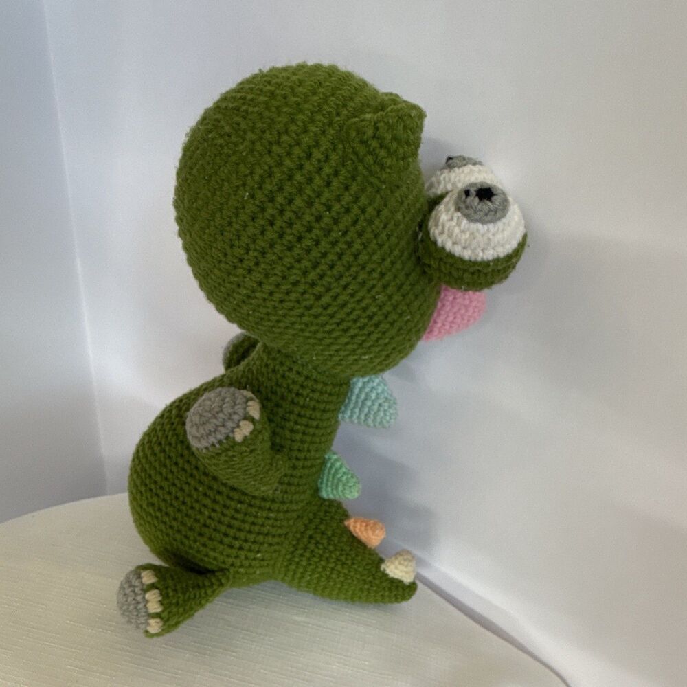 Handmade Crochet Dinosaur Plush Amigurumi T-Rex Green Stuffed Animal Toy